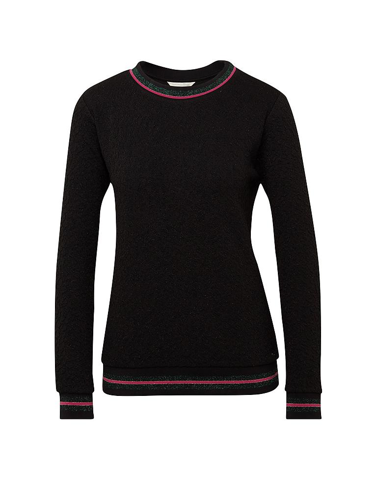 TOM TAILOR DENIM Sweater schwarz | L Tom Tailor Denim Damen Sweatshirt aus Jacquard mit Streifen